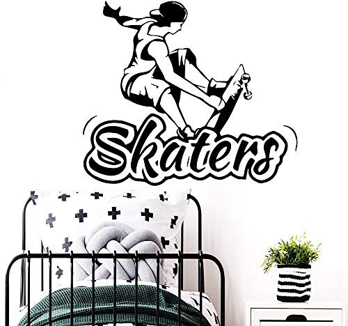 wZUN Großer Skater Wandtattoo Wohnzimmer abnehmbares Wandbild Kinderzimmer natürliche Dekoration Aufkleber 57X66cm