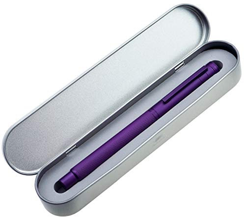 Asvine Purple Fude Pen, Bent Nib Fountain Pen Calligraphy (Fine to Broad) with Converter and Metal Pen Case Set
