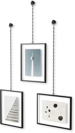 UMBRA Fotochain Bilderrahmen, 3-teiliges Wandrahmen-Set und Wanddekoration für 20x25 cm und 13x18 cm Bilder, Einheitsgröße, Schwarz