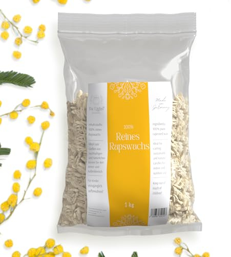 BW Lights - 100% reine Rapswachs Pastillen 1kg | Kerzenwachs zum gießen deiner eigenen DIY Kerzen | Nachhaltiges einfaches gießen | Mischbar mit Farben & Düften | Made in Germany