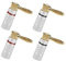 YiBiChin 4PCS 90 Degree 24K Gold Plated Banana Cable Plugs, Right Angle Audio Jack Connector, Double Screw Lock, Speaker Cable Connector for Amplifier, HiFi, Receiver (2 Black and 2 Red)