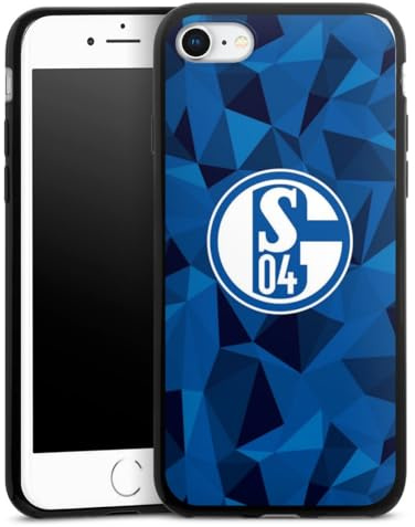Slim Case extra dünn kompatibel mit Apple iPhone SE (2020) Silikon Handyhülle schwarz Hülle FC Schalke 04 Muster Camouflage