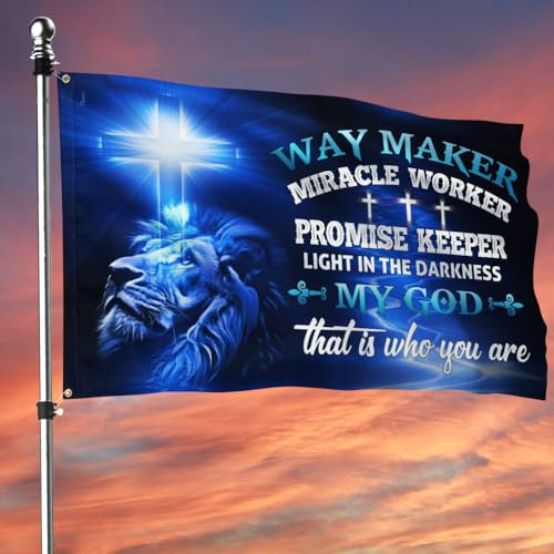 Amerikanische Flagge, Jesus Christus, Tülle, Flagge, Way Maker Miracle Worker, DDH1349GF, 90 x 150 cm, keine Flaggenmast-Ringe, USA, robuste Flaggen, Segeltuch, Baumwolle, langlebig, für drinnen und