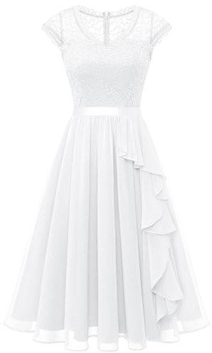 Wedtrend Brautjungfernkleid Kurz Cocktailkleid Damen Elegant für Hochzeit Damen Kleid Elegant WT0212 White S