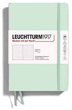 LEUCHTTURM1917 367272 Notizbuch Medium (A5), Softcover, 123 nummerierte Seiten, Mint Green, dotted