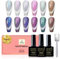 YSUVIN UV Nagellack Magnetisch, 6 Farben Rosa Lila Blau Grün Gelb Cat Eye UV Gel mit Magnetstift Soak-off Cateye Nagellack für Anfänger DIY Nail Art Maniküre Salon, 8 ML