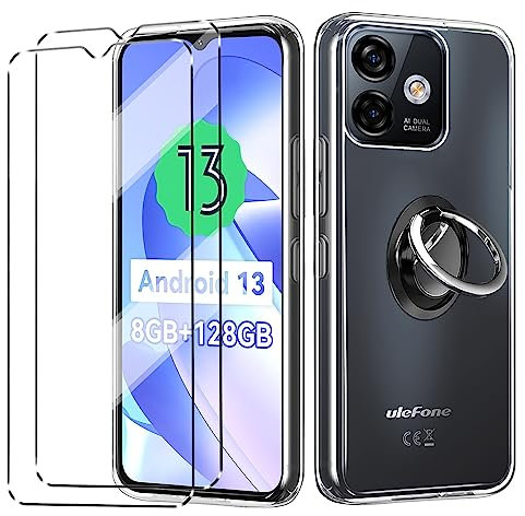 Coque et 2Pcs Verre trempé et 1*Anneau, Coque Anti Casse Protection Compatible with Ulefone Note 16 Pro Coke Coque de Protection Compatible with Ulefone Note 16 Pro étui Housse Etui Protection