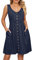 Women's FrüHling Sommer Solide Farbe äRmellos Knopf Tasche Rundhalsausschnitt Split Taille Kleid