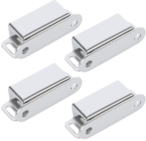 Alise Magnetic Cabinet Door Catch 4Pcs,Cabinet Door Magnets Catches Magnetic Door Closers for Cabinets,Stainless Steel Magnetic Cabinet Latch Door Latches for Closet Cupboard Drawer Kitchen,Chrome