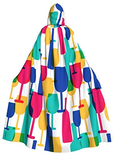 Sylale Cocktail Glasses And Wine Bottles Unisex Hooded Cloak Christmas Fancy Dress Halloween Cosplay Costume For Adult