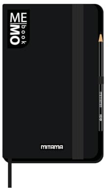 Mitama Taccuino Pocket NERO - MEMO BOOK - NOTEBOOK - Copertina Soft Touch - Tasca interna + Matita Inclusa - Fogli a Righe - 9 x 14 cm