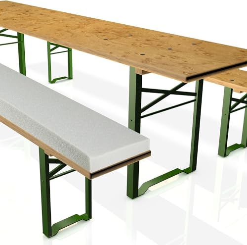 SEEBAUER living® Bierbank-Auflage 2er Set für Festzeltgarnitur, Polster für Biertischgarnitur, Outdoor Sitzpolster für Hussen (220 x 25 x 6,0 cm)
