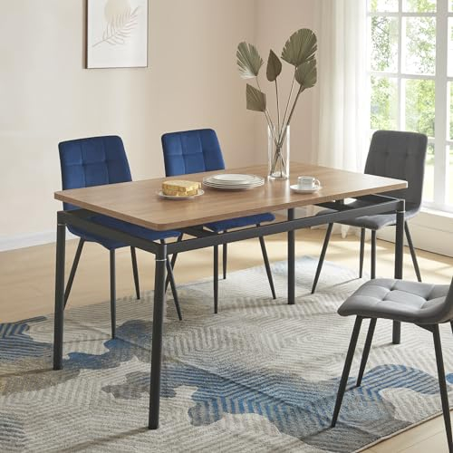 [en.casa] Esstisch Hemnes für 6 Personen 140 x 80 cm Esszimmertisch rechteckige Tischplatte Küchentisch Stahlbeine Eiche-Optik