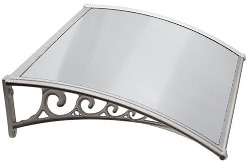 Auvent De Porte Aluminium Noir 100x110cm, Auvent Marquise D'EntréE Auvent De Porte D'EntréE RéSistante Toit Abri Contre La Pluie Et UV, Marquise De Porte Exterieur