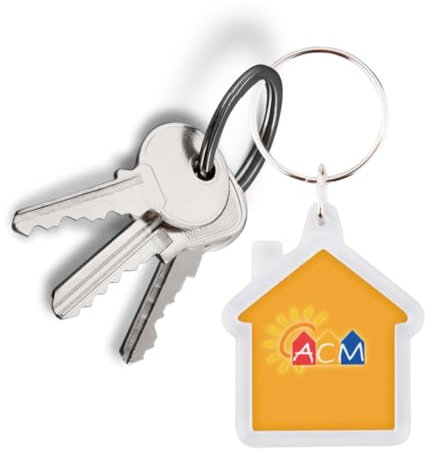 G.S.T. Design PORTACHIAVI PERSONALIZZATI con il tuo logo/la tua grafica, gadget personalizzati per le aziende, idee regalo per i clienti, stampa fronte e retro (CASA (50x40 mm), 1)