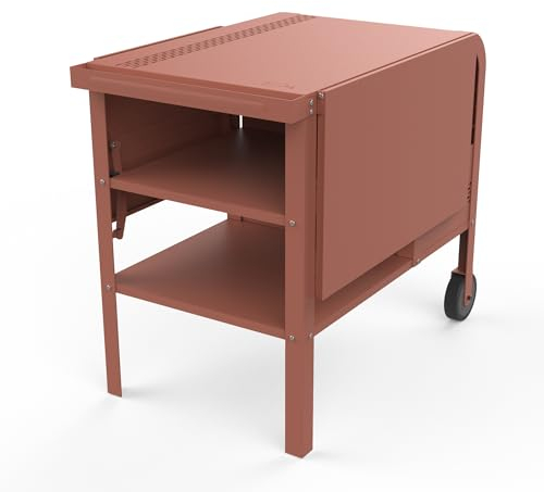 ZiiPa • Desserte • Fredda • Dimensions Adaptées au Four à Pizza Piana et Piana Gaz • Deux Plateaux Escamotables • Deux Grands Tiroirs de Rangement • (Terracotta)