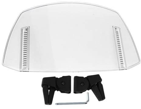 Tissting Motorrad Windabweiser Aufsatz, Verstellbare Clip On Windschild Spoiler 29 x 22 cm ABS Weiss Motorrad Windschutzscheibe Erweiterung für MT07 MT09 MT10 R1 R3 FZ6 TMAX530 TMAX 500