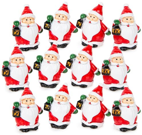 Logbuch-Verlag 12 Weihnachtsmann Santa Figuren Nikolaus Dekofigur mini Geschenk Nikolaustag Weihnachten rot weiß 3,5 cm