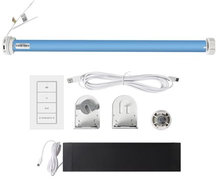 Matter - Motore per tende a batteria, MT25B, ricaricabile, motorizzato, con app/timer/controllo vocale, pannello solare tubolare per tubo da 38 mm (con telecomando a 1 canale)