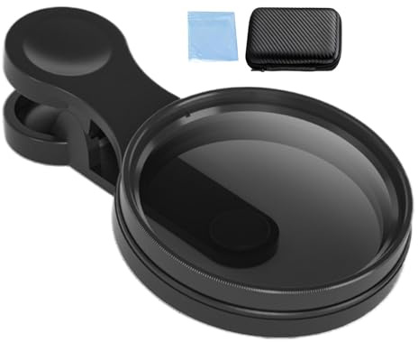 Sleek Design Phone Polarizing Lens Filter, Clip Lens Filter, Mobile Camera Lens Filter, Glass Many Coated Len 52mm for Phone, Indoor, Outdoor, Travel, Black Color