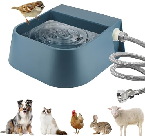 NAMSAN Outdoor Automatic Dog Water Dispenser, Large Water Bowl for All Kinds of Animals, Auto Refill Waterer for Pet Livestock, Water Trough Include 59 Anti-Bite Metal Water Pipe, Fit GHT Faucet