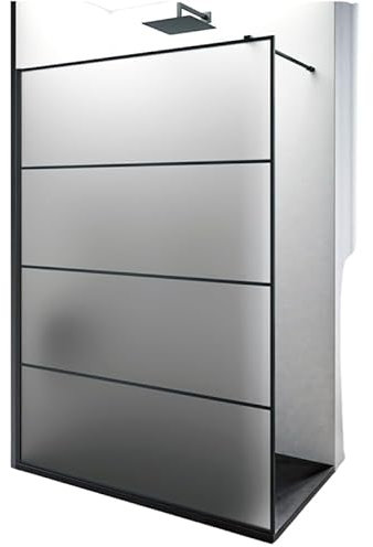 IMPALLI Box Doccia Walk In H200Cm Estensibile 148-149 Cm Con Parete Fissa Open Space Braccio Sostegno Box Doccia Cristallo Temperato 6 Mm Anticalcare Profili Alluminio Nero Opaco (SATINATO 150)