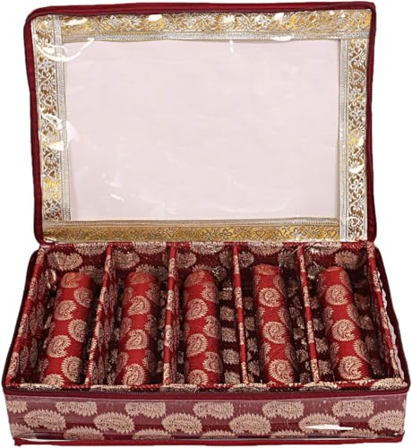 Aakrati 4 Rod Maroon Bangle Box Storage Jewellery Box Indian (5 ROD)