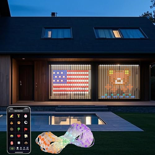 YOOWARM LED Smart LED Weihnachtsbeleuchtung App Steuerung für Wohnzimmer Haus,weihnachtslichterkette (2M*2M Smart Vorhang Lichter)
