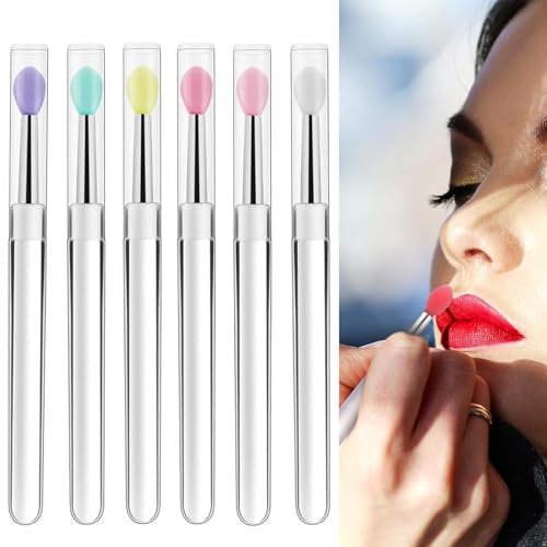 6 PCS Silicone Lip Brush, Silicone Lip Applicator Reusable Lip Balm Applicator,Nail Art Applicator Tools, Lip Eyeshadow Makeup Stick for Eyeshadow, and Cream Lip Mask