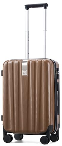 Hanke Handgepäck-Koffer, unter dem Sitz, mit Rollen, 35,6 cm, 40,6 cm, 50,8 cm, 61 cm, 73,7 cm, Spinner, TSA-Gepäck, leicht, Polycarbonat-Hartschale, Rollkoffer, Reisetasche, Braun, Carry-On 20-Inch