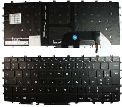 Power4Laptops Französisch Hinterleuchtet Schwarz kompatible Ersatz Tastatur kompatibel mit Dell XPS 15 9575