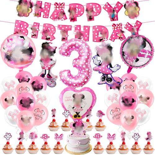 Luclay MN Luftballons Kinder Geburtstag Deko Mädchen - 52Pcs Geburtstagsdeko Hintergrund, Latexballons Tortendeko Geburtstag, Folienballon für Party, Kindergeburtstage