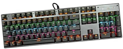 LIGIGWASH Clavier Mécanique Gaming RGB Fil Noir avec Rétroéclairage LED Coloré Structure Aluminium Robuste pour Bureau et Jeux