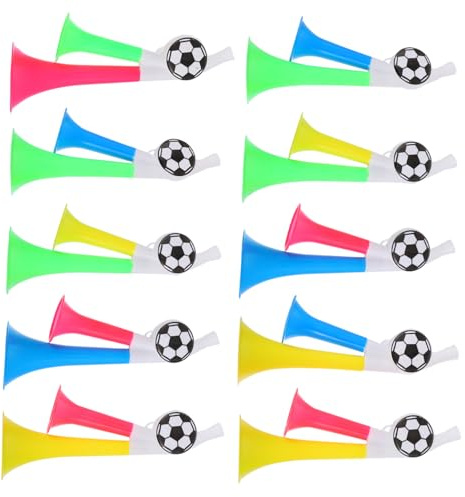 Toyvian 10 Stück Plastik Doppeltröte Fußball Fanfare Lautes Stadion Air Horn für Sportfeiern Fans und Party Zubehör Bunte Farben Langlebig und Auffällig zum Anfeuern Events