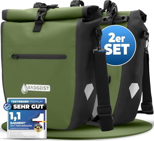 RADGEIST Fahrradtasche für Gepäckträger - Tasche für Fahrrad Gepäckträger - Gepäckträgertasche wasserdicht & Umhängetasche - Radtasche mit Reflektoren