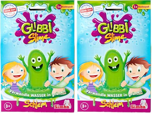 Simba Glibbi Slime grün – Glibber Badewannenspielzeug für Kinder, ungiftig und hautfreundlich, Glibberspaß für Badewanne und Planschbecken, Schleimpulver für Jungen und Mädchen ab 3 Jahren