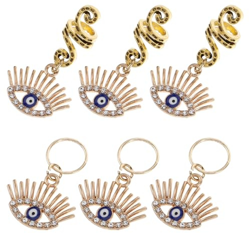 GANAZONO 6 Stück Schlangenförmige Flechtringe mit Bösem Blick Haarschmuck für Dreadlocks und Zöpfe Modische Accessoires für Damen