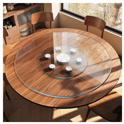 HBOOMOEM Lazy Susan Tischplatte Drehplatte，GehäRtetem Glas Runde Tischplatte Drehteller，Drehteller Aus GehäRtetem Glas，Geeignet FüR Bankette, Partys, Hochzeiten Usw.(70CM/27.6in)