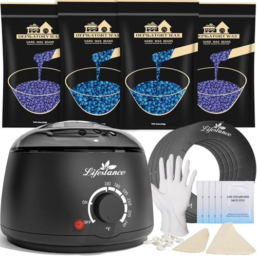 Lifestance L1 Home Waxing Kit, Wax Warmer Hair Removal Kit | 48 Accessories and 400g Lavender and Chamomile Hard Wax Beads, Hard Wax Kit for Eyebrows, Underarms, Body, Legs, Face, Bikini