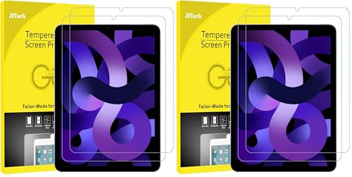 JETech Schutzfolie für iPad Air 5 (10,9-Zoll, Modell 2022, 5. Generation), Panzer Schutz Gehärtetem Glas Displayschutzfolie, 2 Stück (Packung mit 2)