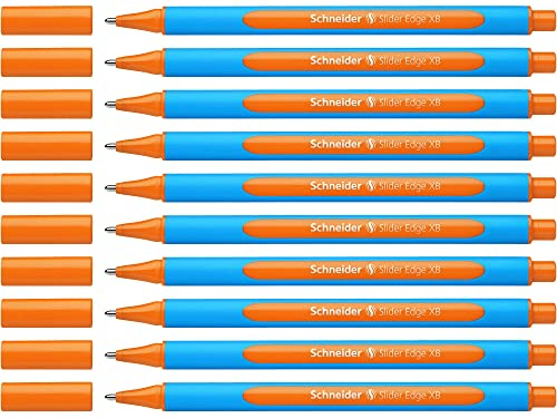 Schneider 152206 Slider Edge XB Kugelschreiber (Strichstärke: XB, dokumentenecht, Dreikant-Stift) 10er Packung orange