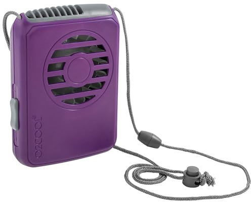 O2COOL Neck Personal Travel Battery Powered Cooling Fan, Single Pack (Purple)
