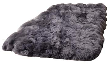 Naturasan Designer Schafsfell Lammfell Teppich Decke dunkelgrau, Flokati, Shaggy, SCHAFFELLTEPPICH SCHAFFELL Teppich Dunkelgrau 70x140 cm