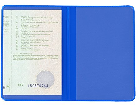 AUSWEISMAPPE AUSWEISHÜLLE AUSWEISETUI (Blau - 2 Fächer) Rot Schwarz Weiß Transparent Etui Mappe Hülle Kartenhülle Fahrzeugpapiere Schutzhülle KFZ Schein Fahrzeug Papiere Auto - Made in Germany