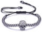 Unendlich U Fashion Schädel Totenkopf Damen Kinder Armband Geflochten Baumwollseil Legierung Zirkonia Kugeln Beads Verstellbar Armreifen, Schwarz