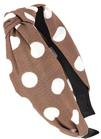axy Haarreif mit Knoten-Vintage-Wunderschön Stirnband Haarschmuck Damen Haarreifen HR34 (Stil B - Braun mit weissen Punkten)