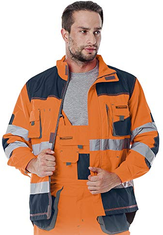 LEBER & HOLLMAN Warnjacke Warnschutz Pilotenjacke Arbeitsjacke Warnschutzjacke Orange (LH-FMNX-J) (XL)