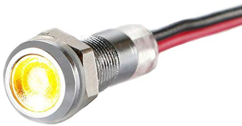 LED-Kontrollleuchte - 6 mm - V2A Edelstahl - AC/DC 6V-24V - Staub und Wasserdicht nach IP67-6 mm - Gelb