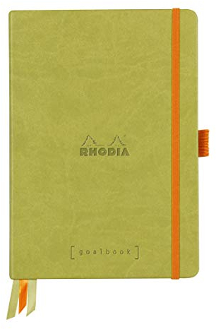 Rhodia 118575C Notizheft Goalbook (DIN A5, 14,8 x 21 cm, Dot, praktisch und trendige, mit festem Deckel, 90g weißes Papier, 120 Blatt) 1 Stück, Anisgrün