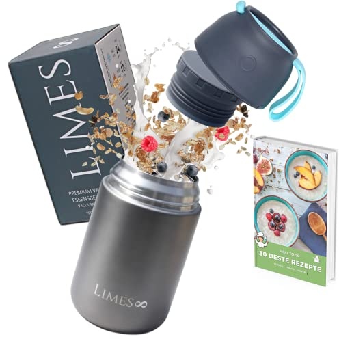 Limes 8® Thermobehälter für Essen - 700ml - Warmhaltebehälter für Speisen - Thermo Lunchbox Edelstahl - Essensbehälter für Babynahrung, Suppen, Müsli to go Speisegefäß